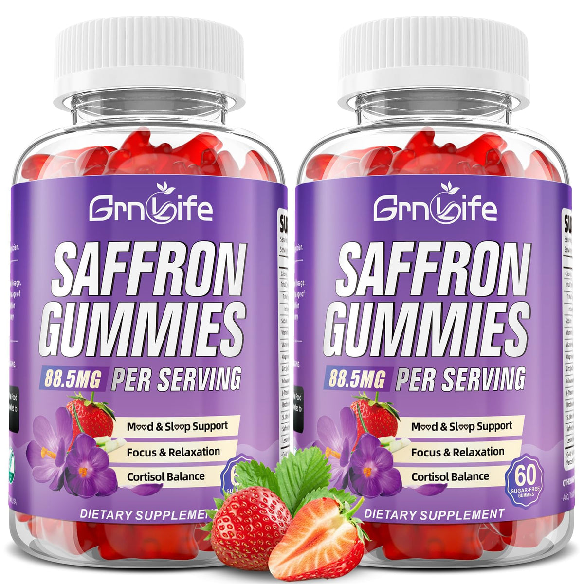 Front packaging of the 2-pack saffron gummies