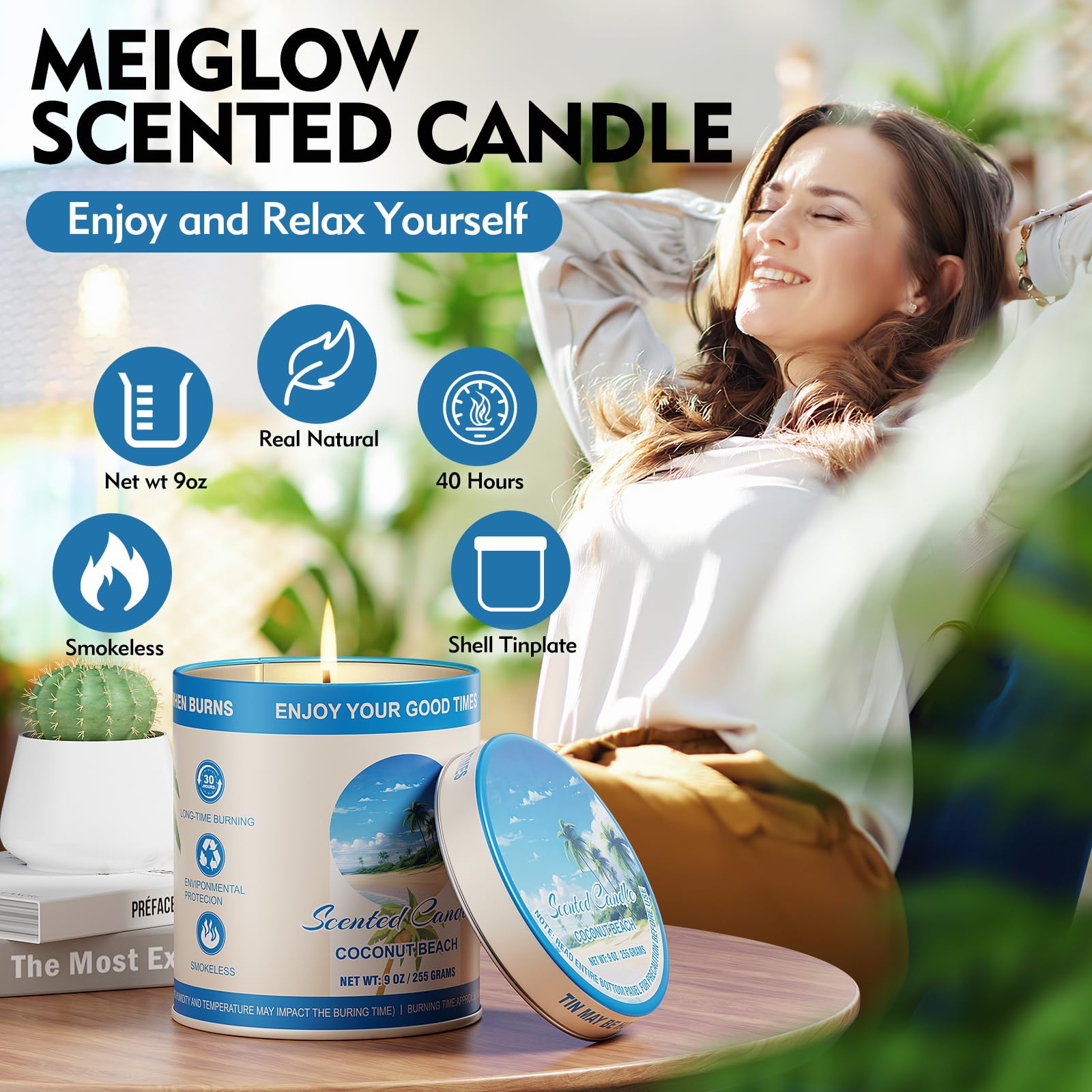 Two candles displayed as a gift-ready Coconut Beach set