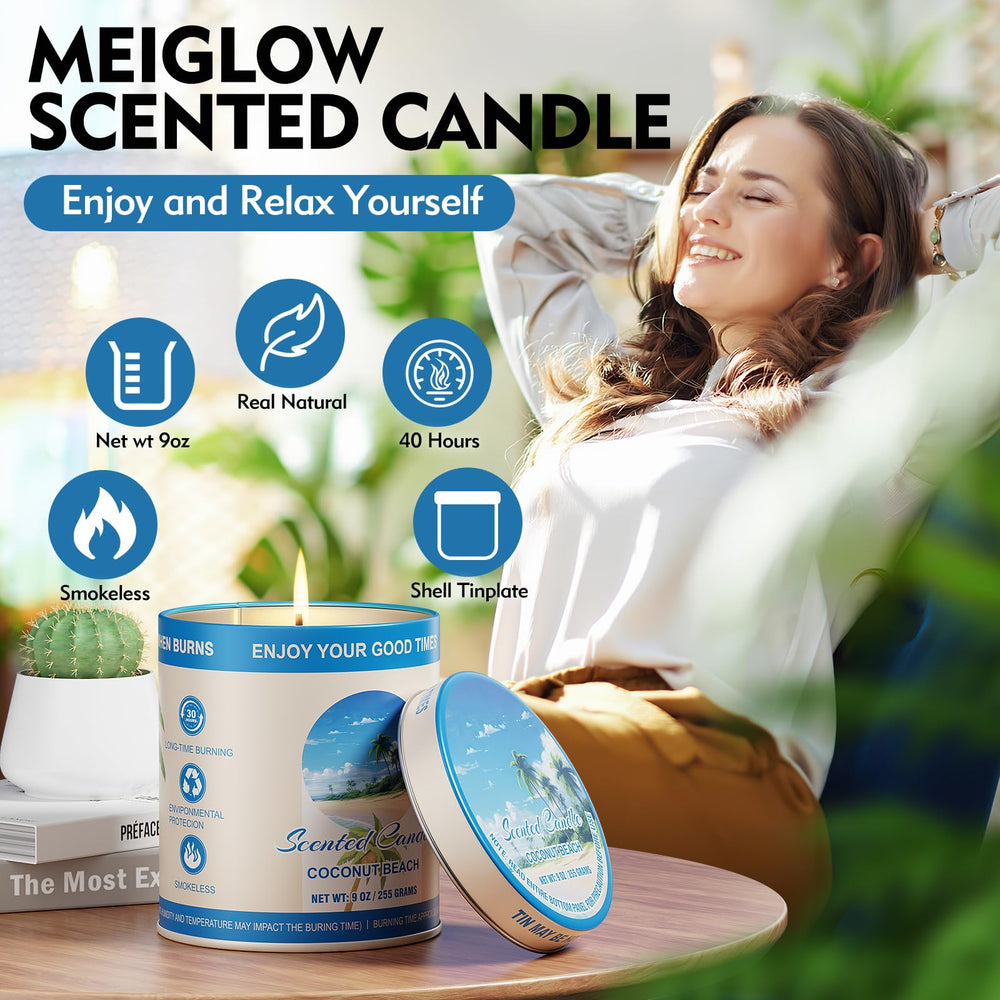 Two candles displayed as a gift-ready Coconut Beach set