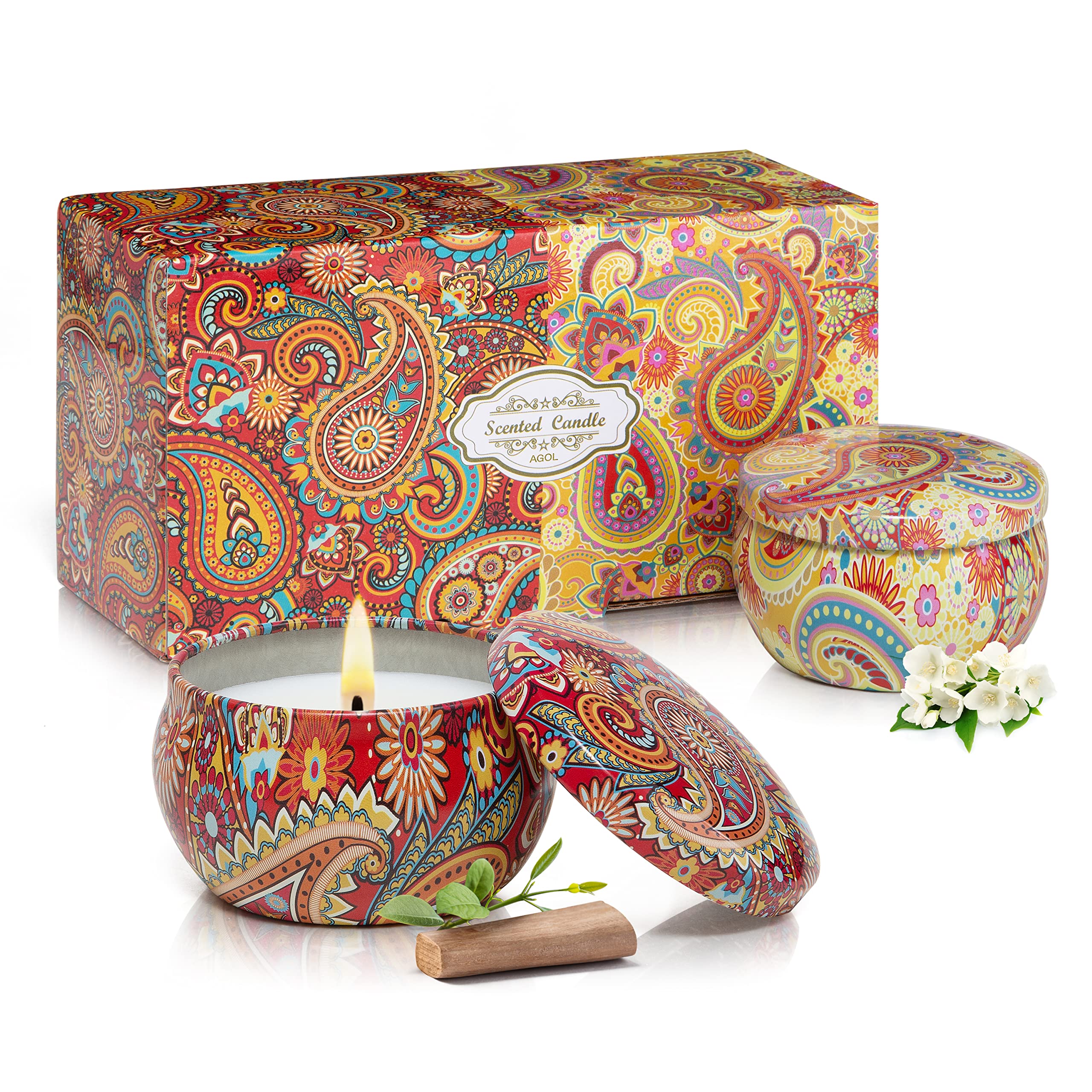 2-pack scented candles set in tin