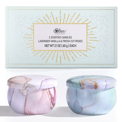 Gift-ready packaging with floral design for the candle set