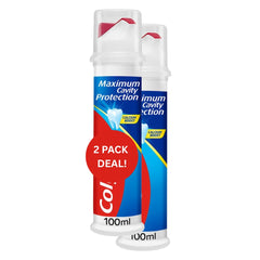 Two 100ml toothpaste bottles with pump dispenser in fresh mint flavor for daily oral care
