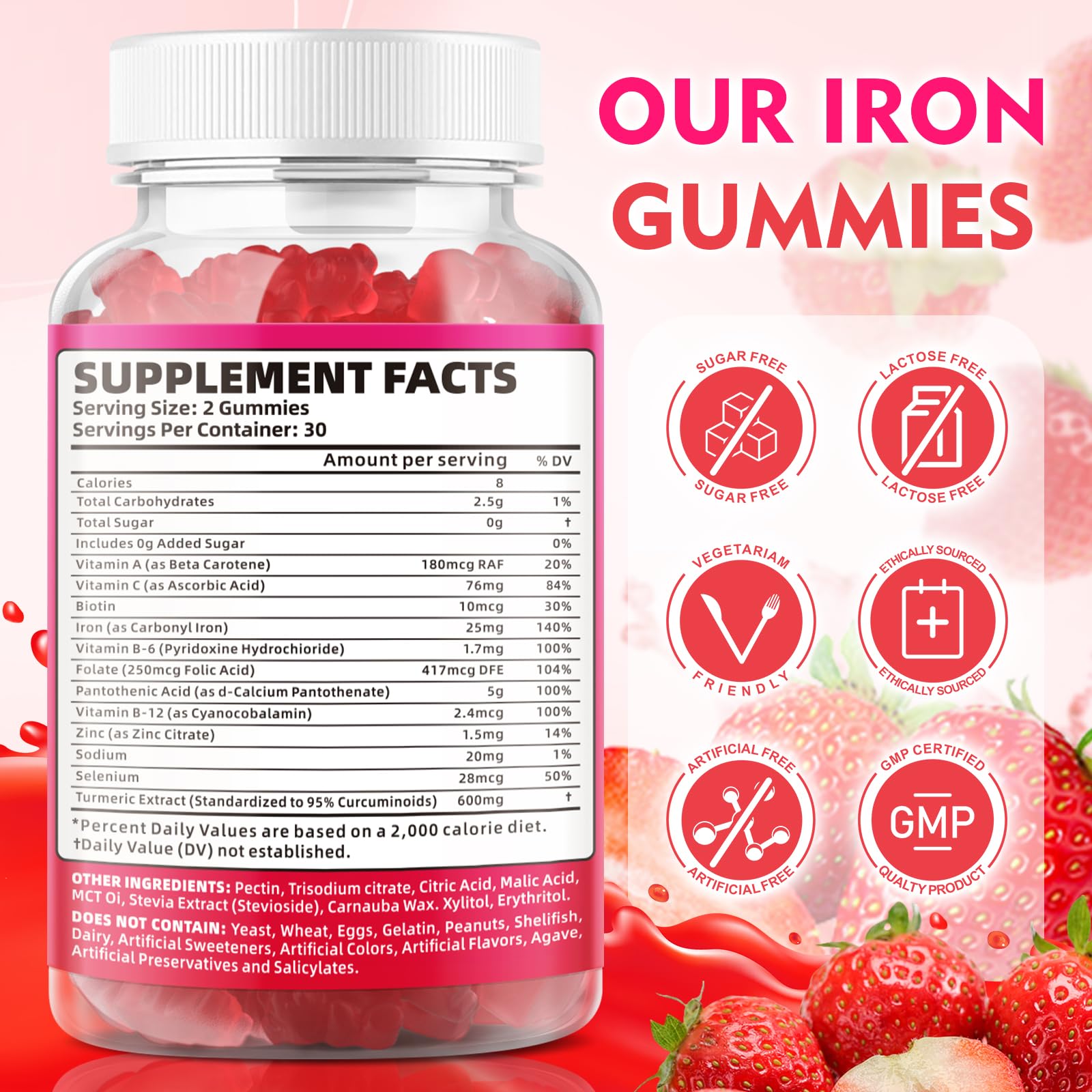 Back label showing ingredients and nutrition facts