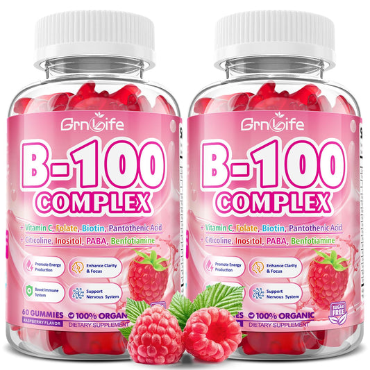 Two-pack Raspberry Vitamin B Complex Gummies bottle front view