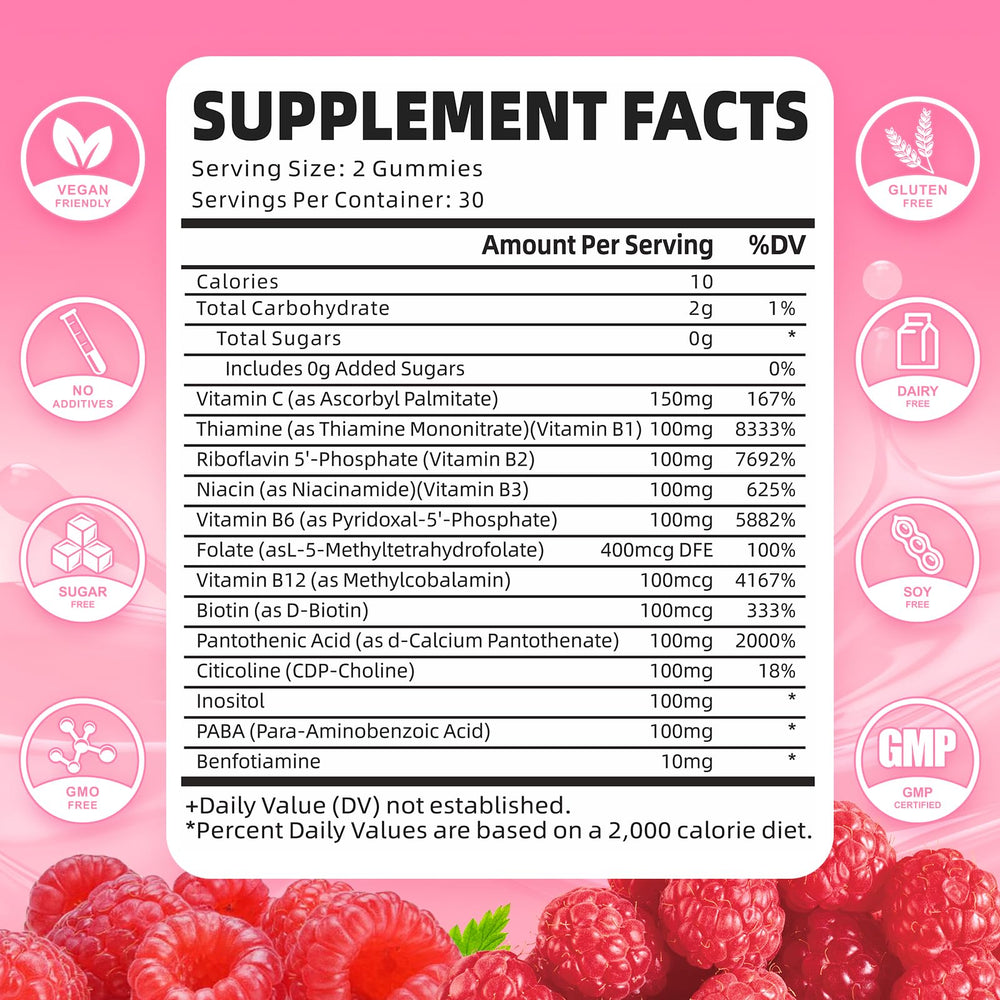 Bottle label highlighting B vitamins and methylated B12