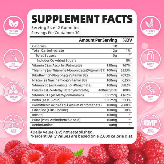 Bottle label highlighting B vitamins and methylated B12