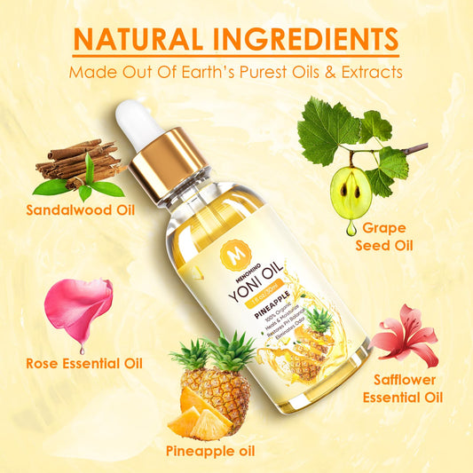 Back label showing pineapple Yoni Oil packaging
