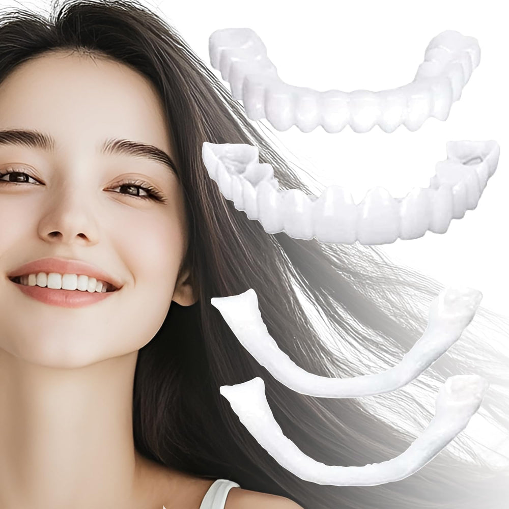 Two pairs of temporarily adjustable white smile aligners