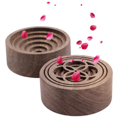 Set of 2 walnut wood round essential oil diffusers