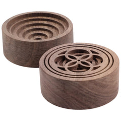Two-piece wooden essential oil diffuser with walnut finish