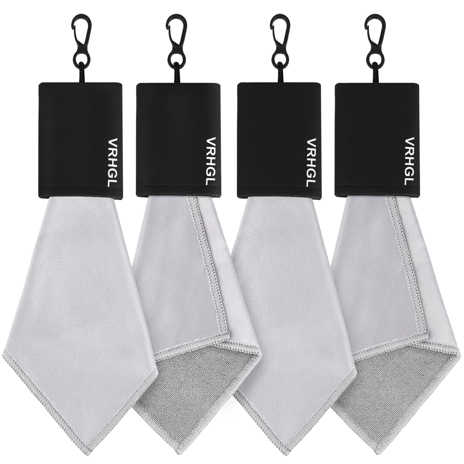 Two-sided microfiber glasses cleaner cloth on keychain in black, 6x6 inches