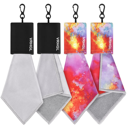 Two-sided microfiber glasses cleaning cloths kit with four cloths