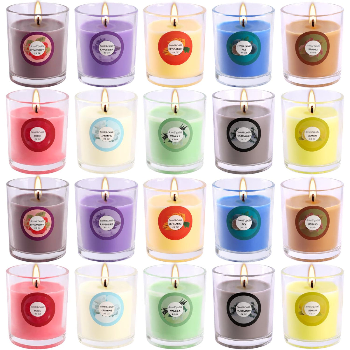 Scented candle in glass jar – fragrance 1, part of 20-pack gift set