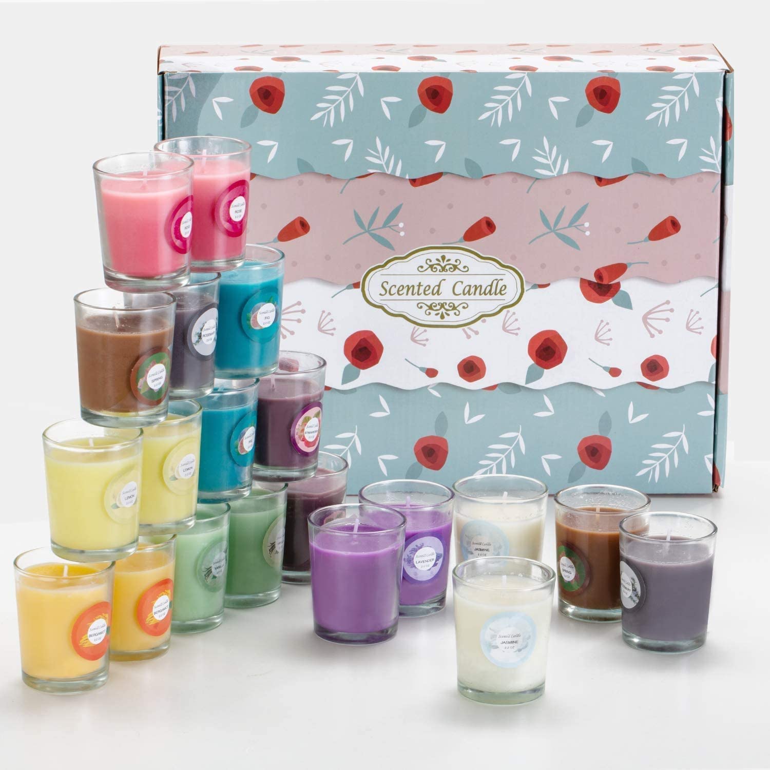 Scented candle in glass jar – fragrance 2, part of 20-pack gift set