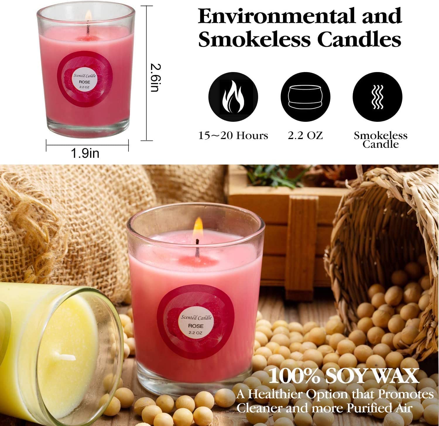 Scented candle in glass jar – fragrance 6, part of 20-pack gift set