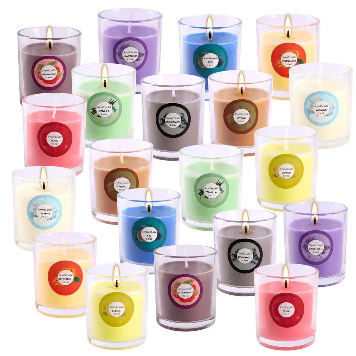 Image of the 20 pack strong scented candles gift set