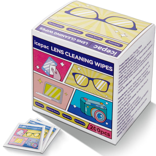 Box of 200 pre-moistened cleaning wipes for glasses