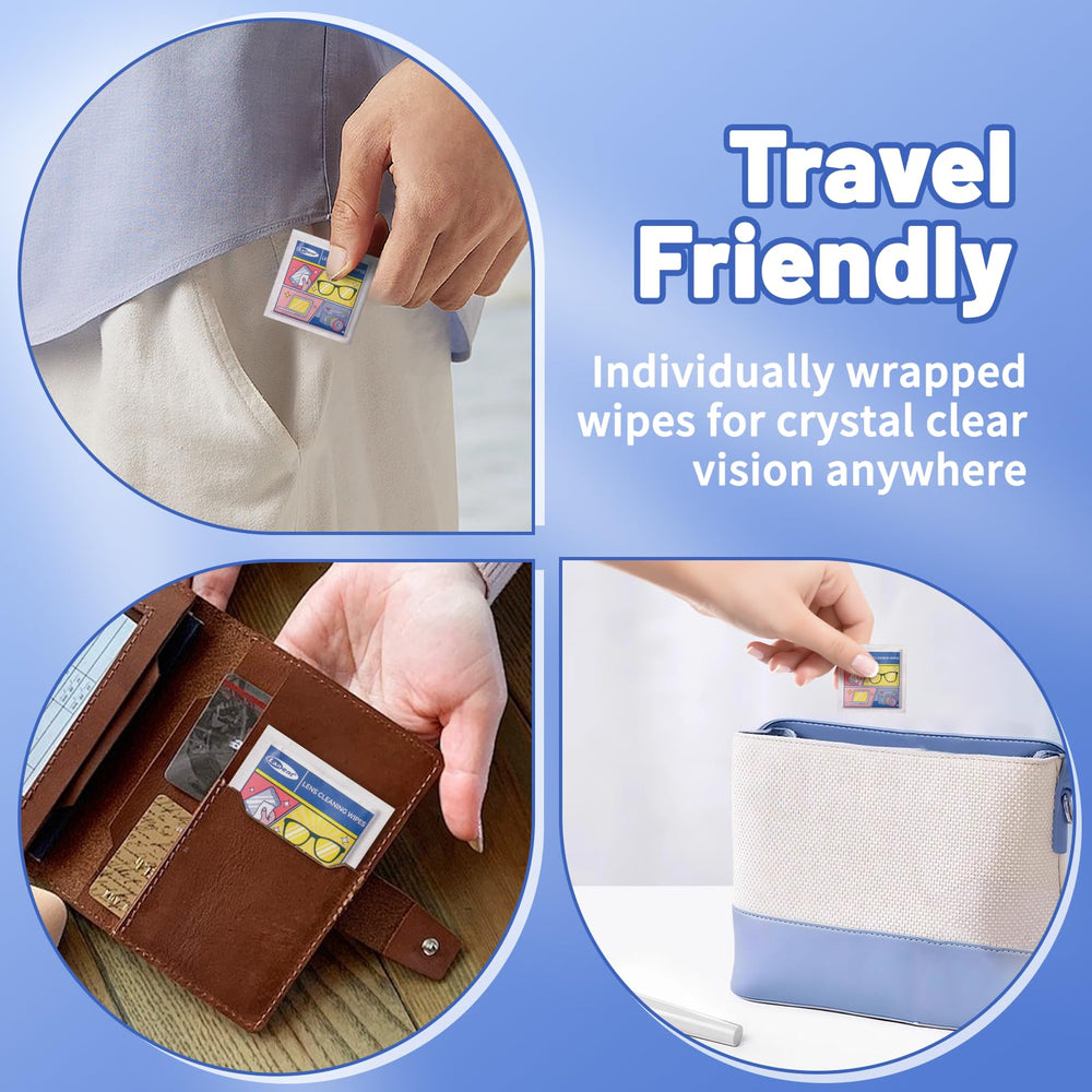 Lens wipes with 400-piece and 500-piece packaging options
