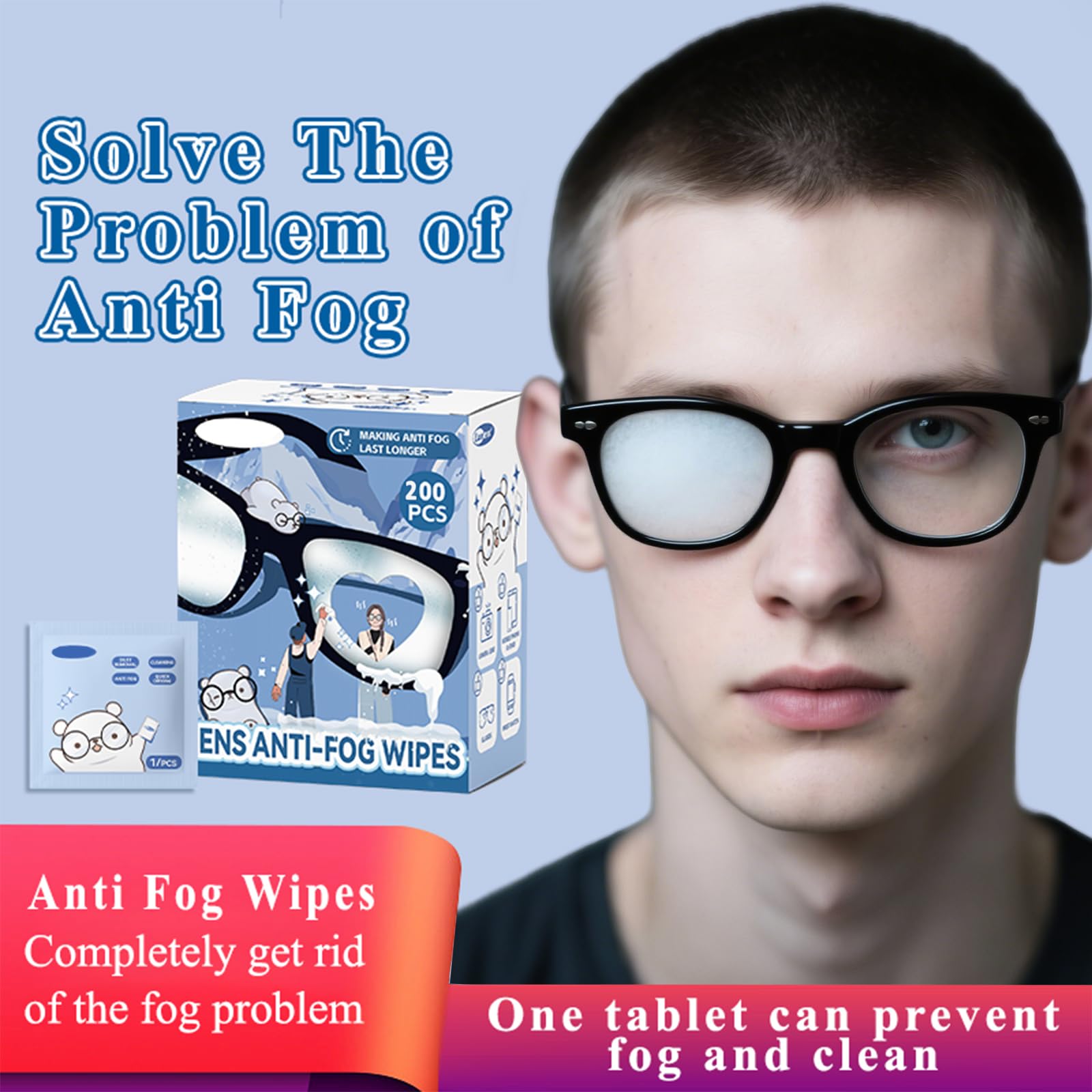 200 pre-moistened wipes in individual sachets