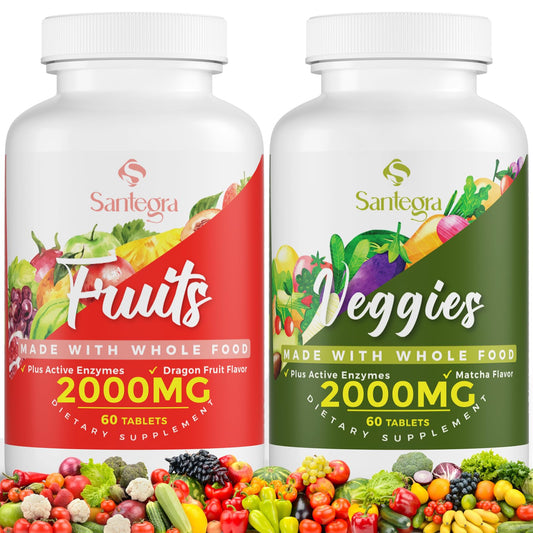 Hero image showing the 2000 mg fruit and veggie supplement packaging