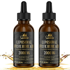 Front view of 4 oz bottle labeled 2000 mg Liposomal Fulvic & Humic Acid Complex