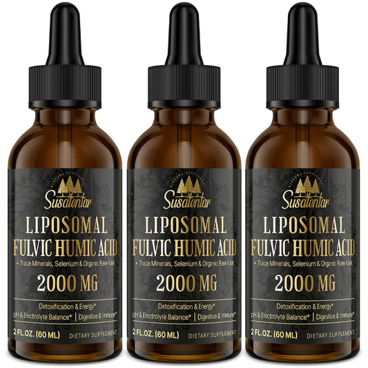 Product bottle label: 2000 mg liposomal fulvic acid with humic minerals
