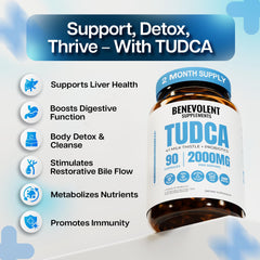 Close-up of the bottle label displaying 2000mg TUDCA and vegan capsules