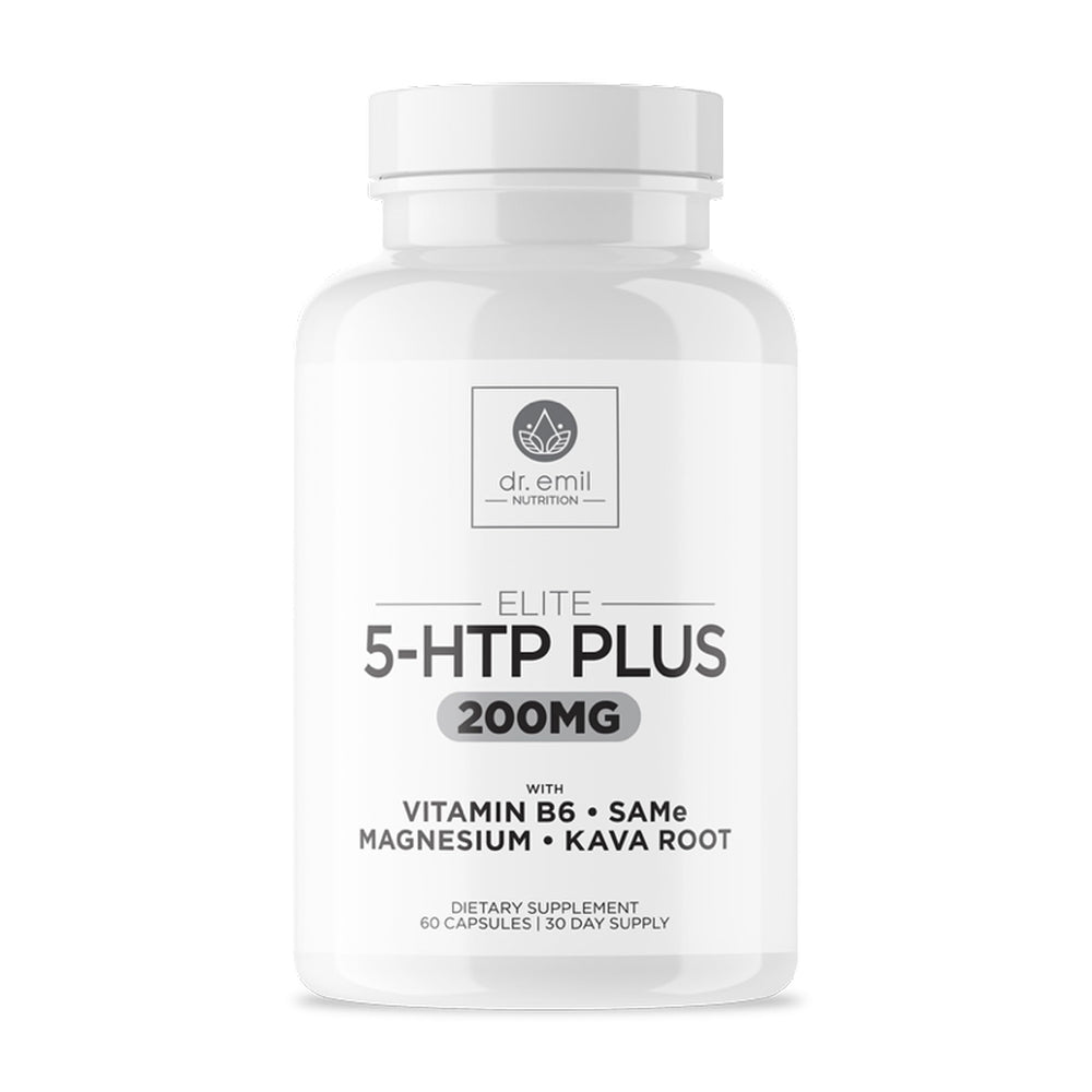 Bottle of 200 mg 5-HTP Elite with Kava Root Extract, Magnesium & SAM-e – 60 capsules