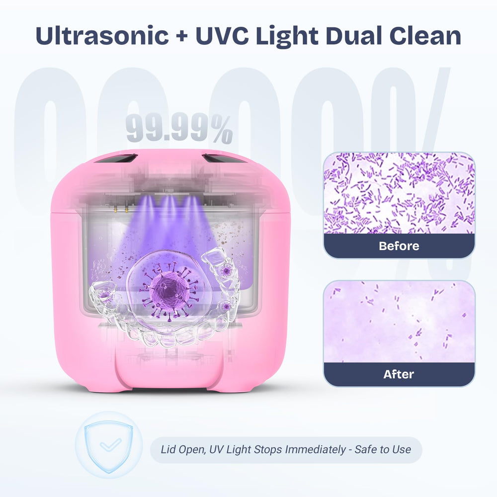 45kHz ultrasonic cleaning chamber detail in pink