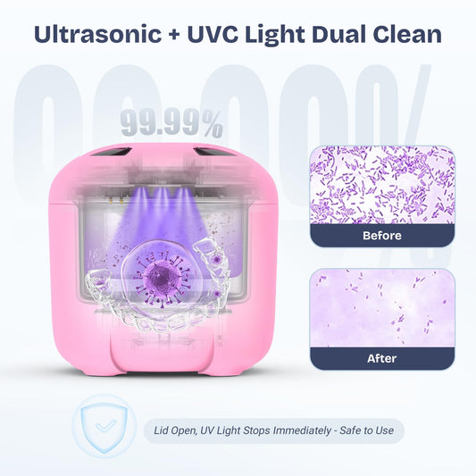 45kHz ultrasonic cleaning chamber detail in pink