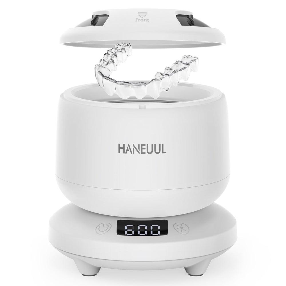 2025 Ultrasonic Retainer Cleaner in white with removable base and top cover