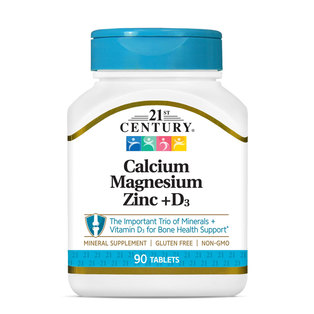 Front view of 21st Century Cal Mag Zinc +D Tablets bottle
