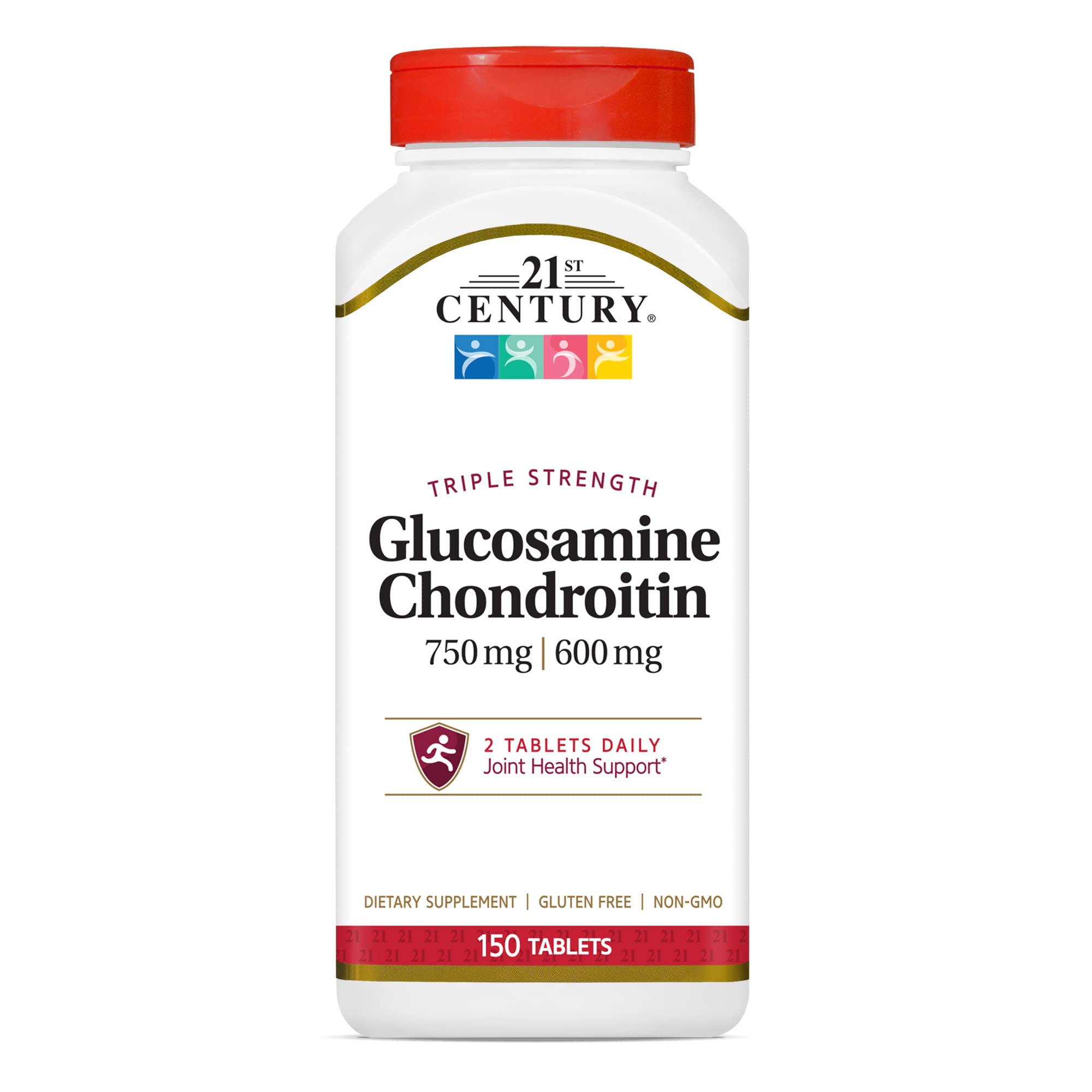 Bottle of 21st Century Glucosamine Chondroitin 750/600mg Triple Strength tablets (150 count)