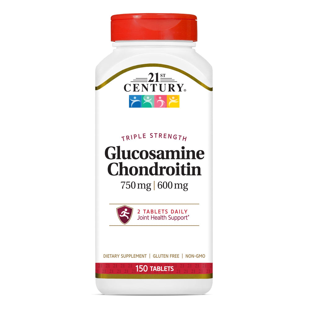 Bottle of 21st Century Glucosamine Chondroitin 750/600mg Triple Strength tablets (150 count)