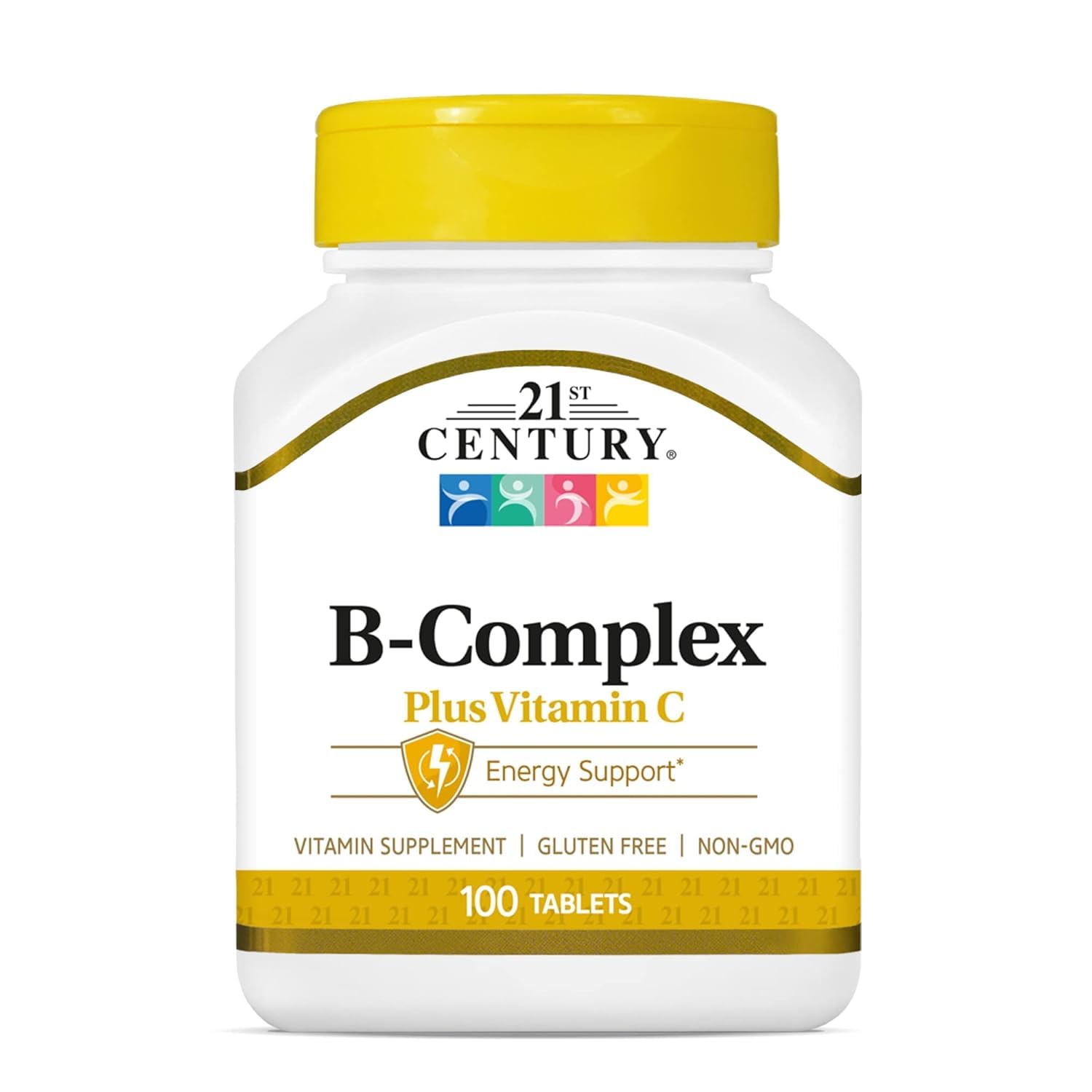 Front view of 21st Century Healthcare B Complex Plus Vitamin C tablets bottle
