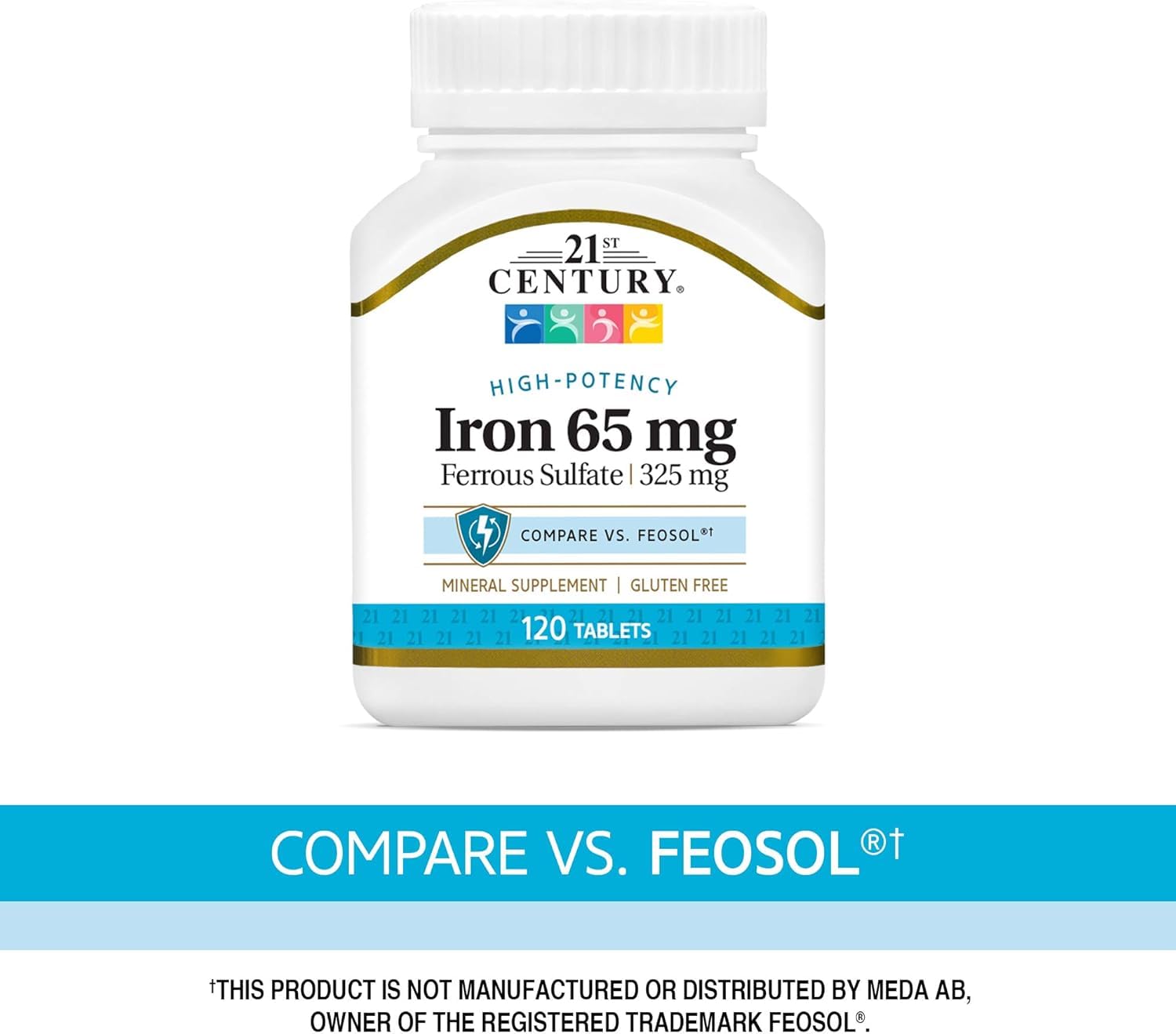 Packaging artwork for 21st Century Iron ferrous sulfate supplement