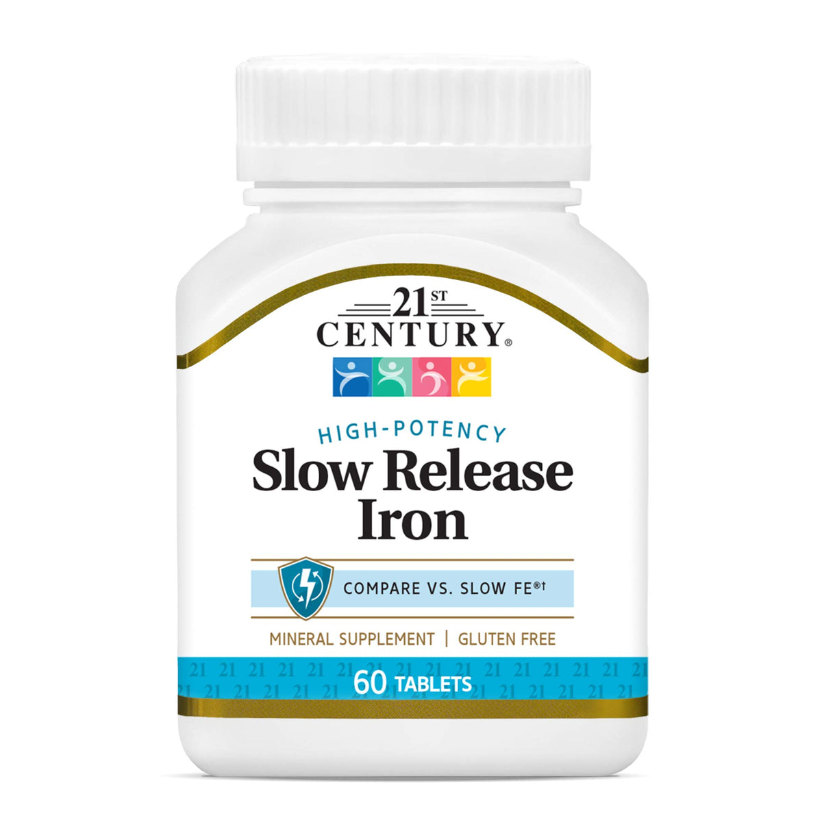 Front view of 21st Century Slow Release Iron Tablets bottle