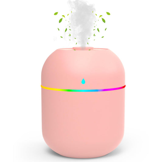 220ml mini essential oil diffuser in pink on desk