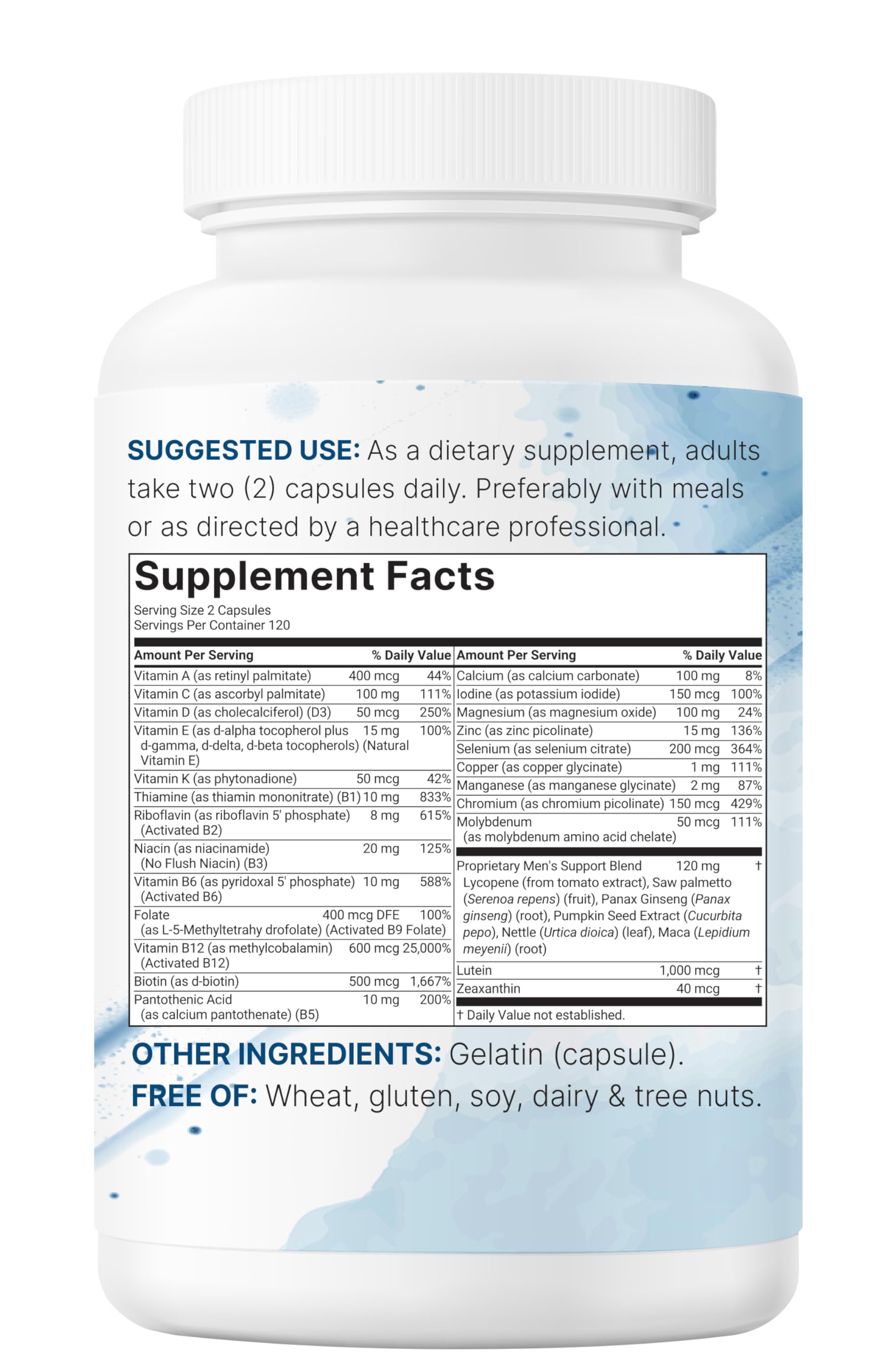 Close up of 240 capsules in bottle