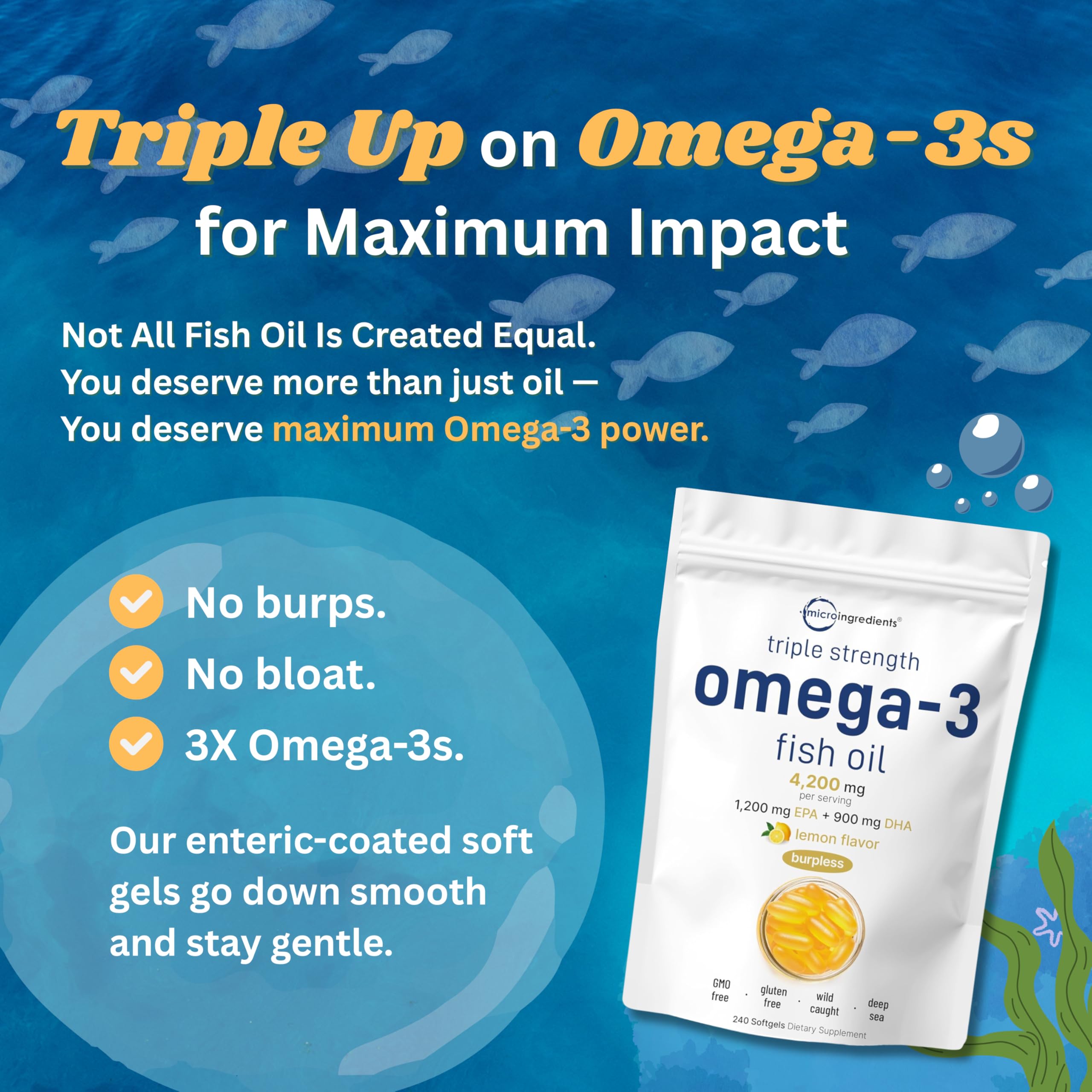 Illustration of a bottle with 240 omega-3 softgels.