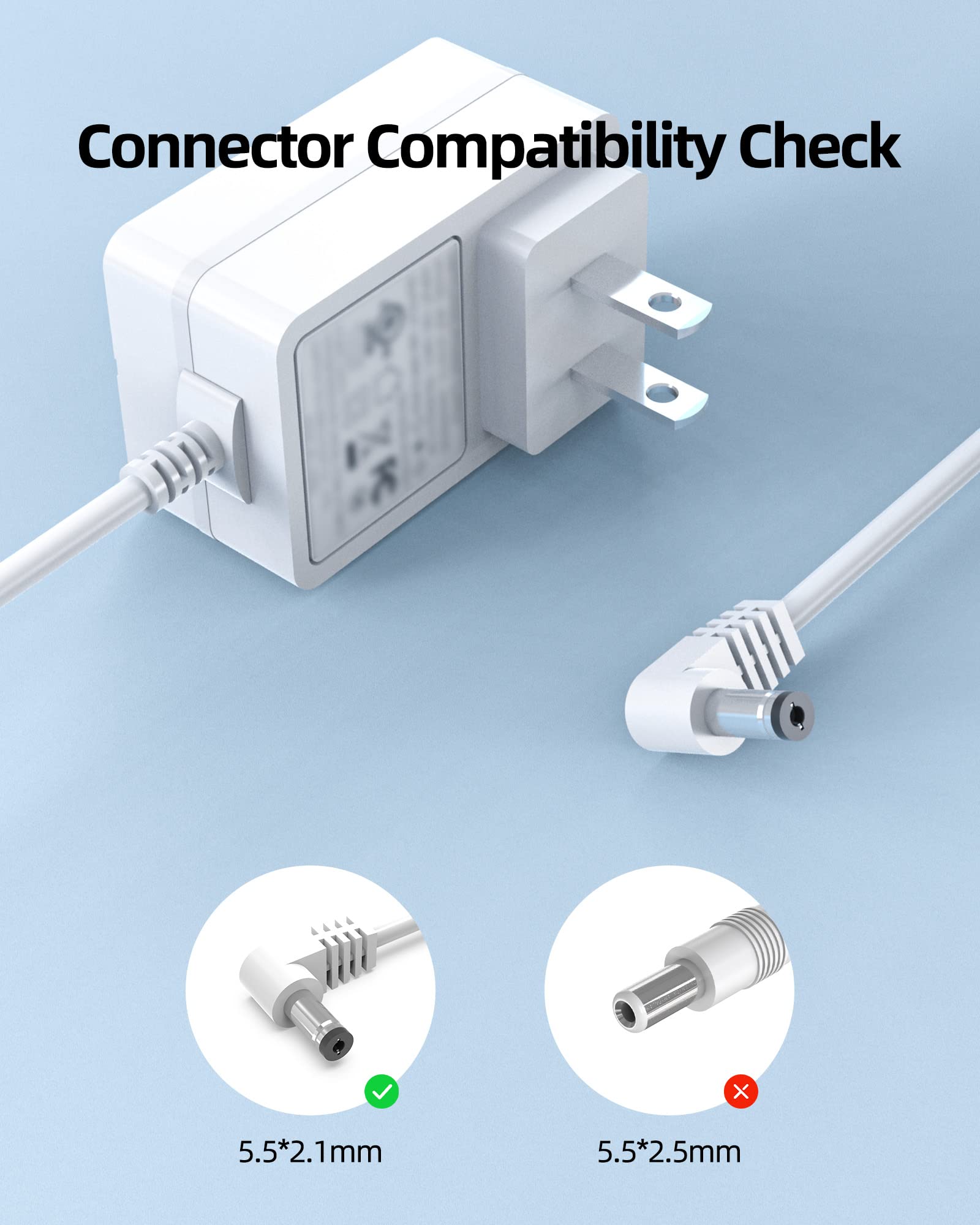 Back view of UL listed power adapter showing safety label