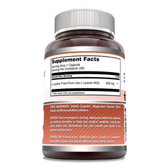 Nutrition label showing 250 servings per bottle