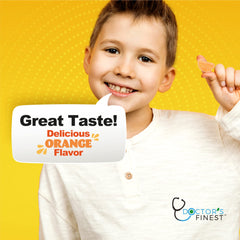 Label showing 250 mg vitamin C per serving for kids