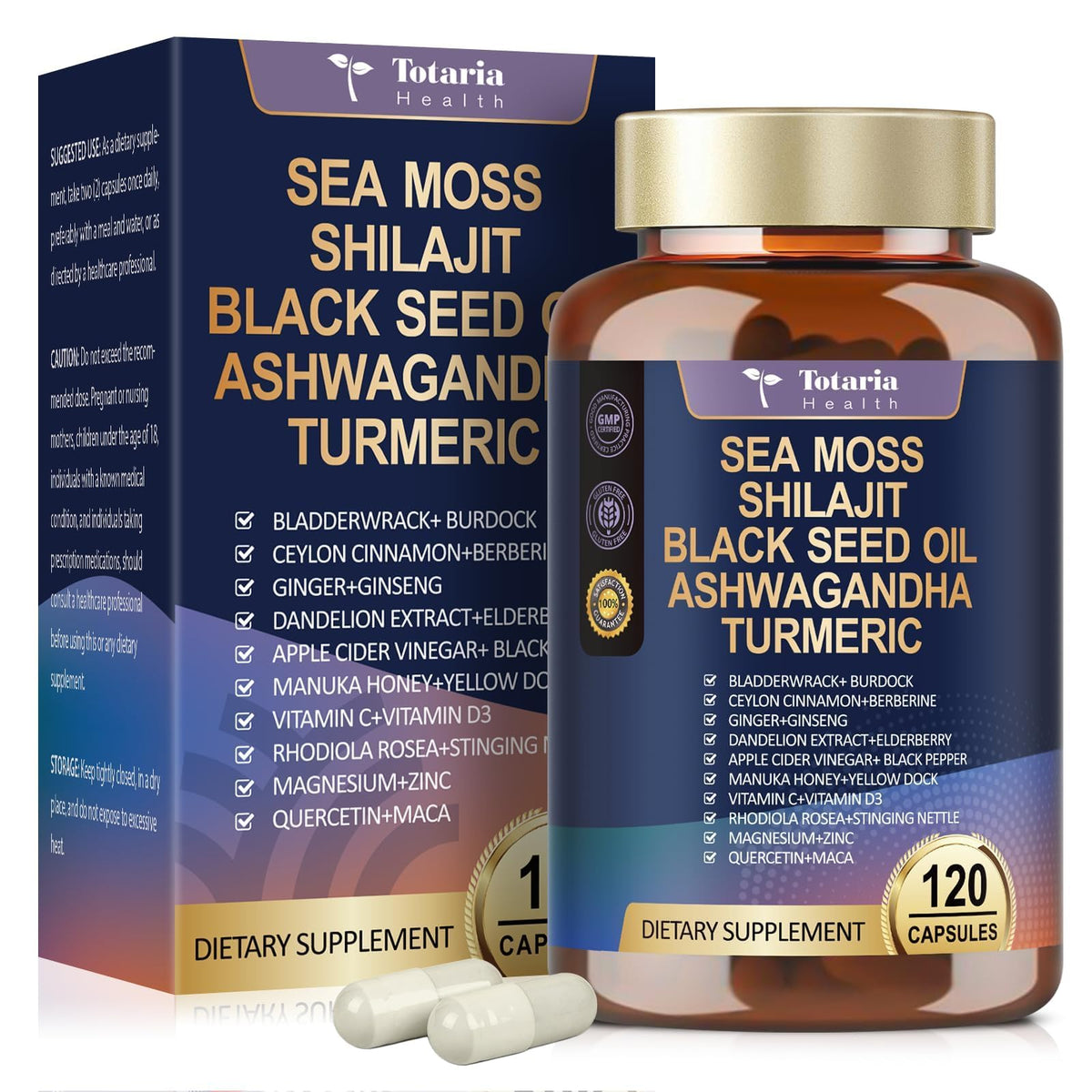 Bottle of 25-in-1 Sea Moss Capsules