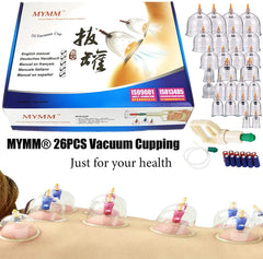 Front view of the 26-piece cupping therapy kit