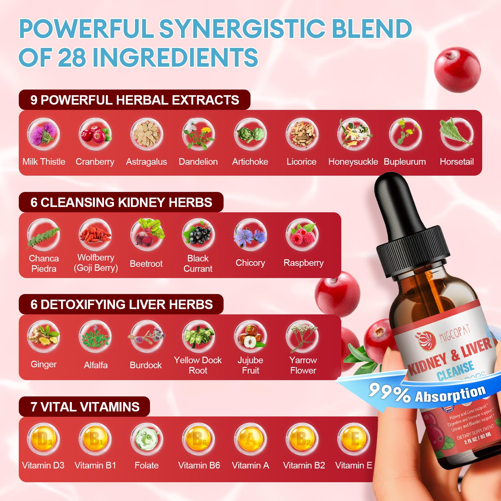 Label showing 28 in 1 natural botanical formula