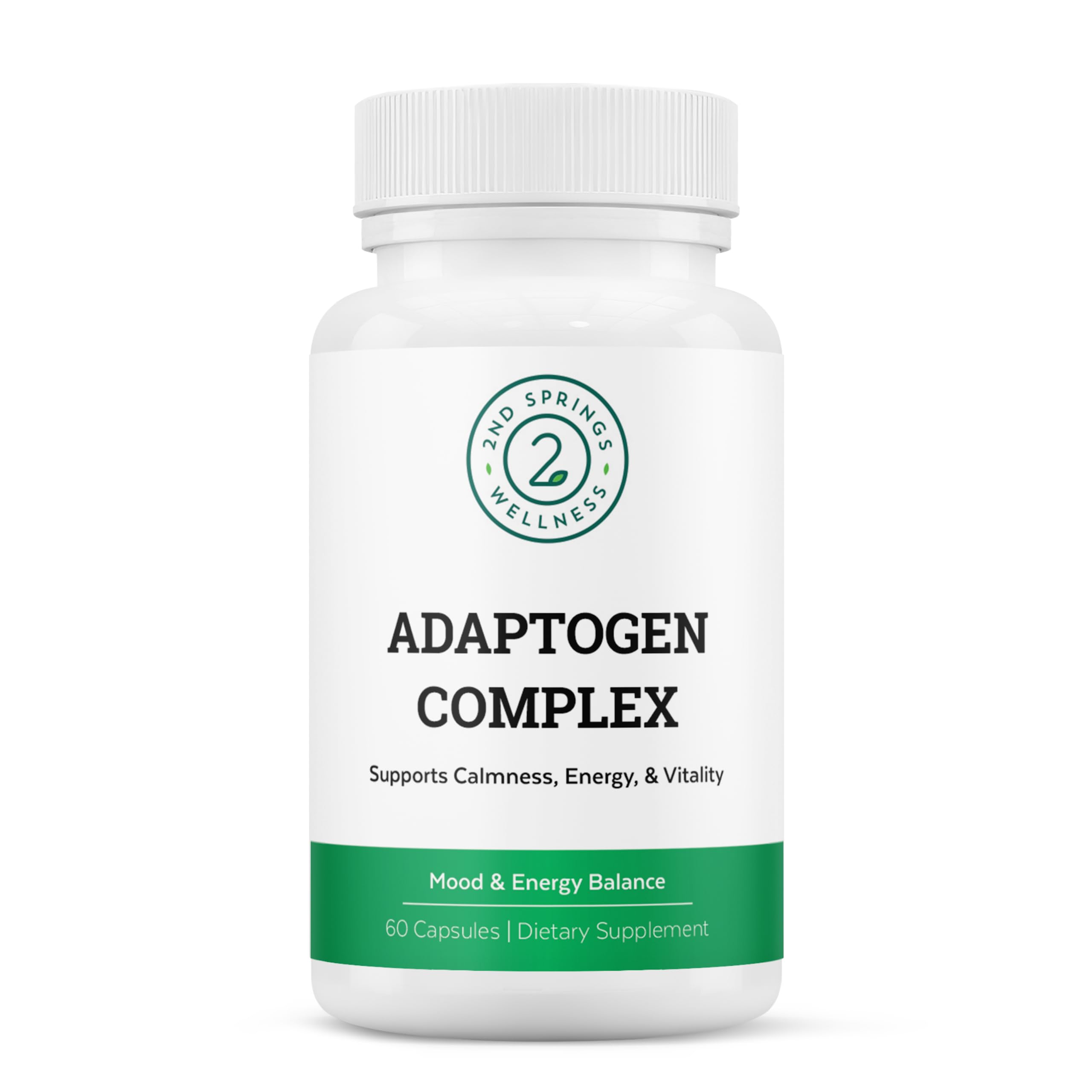 Front view of 2nd Springs Adaptogen Complex bottle