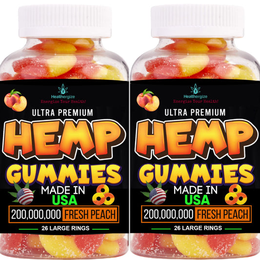 Two-pack hemp gummies peach ring front view