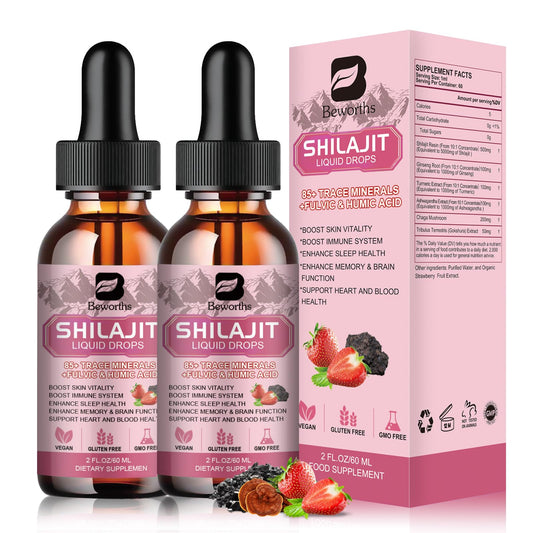 2Pack Shilajit Resin Liquid Drops bottle and packaging