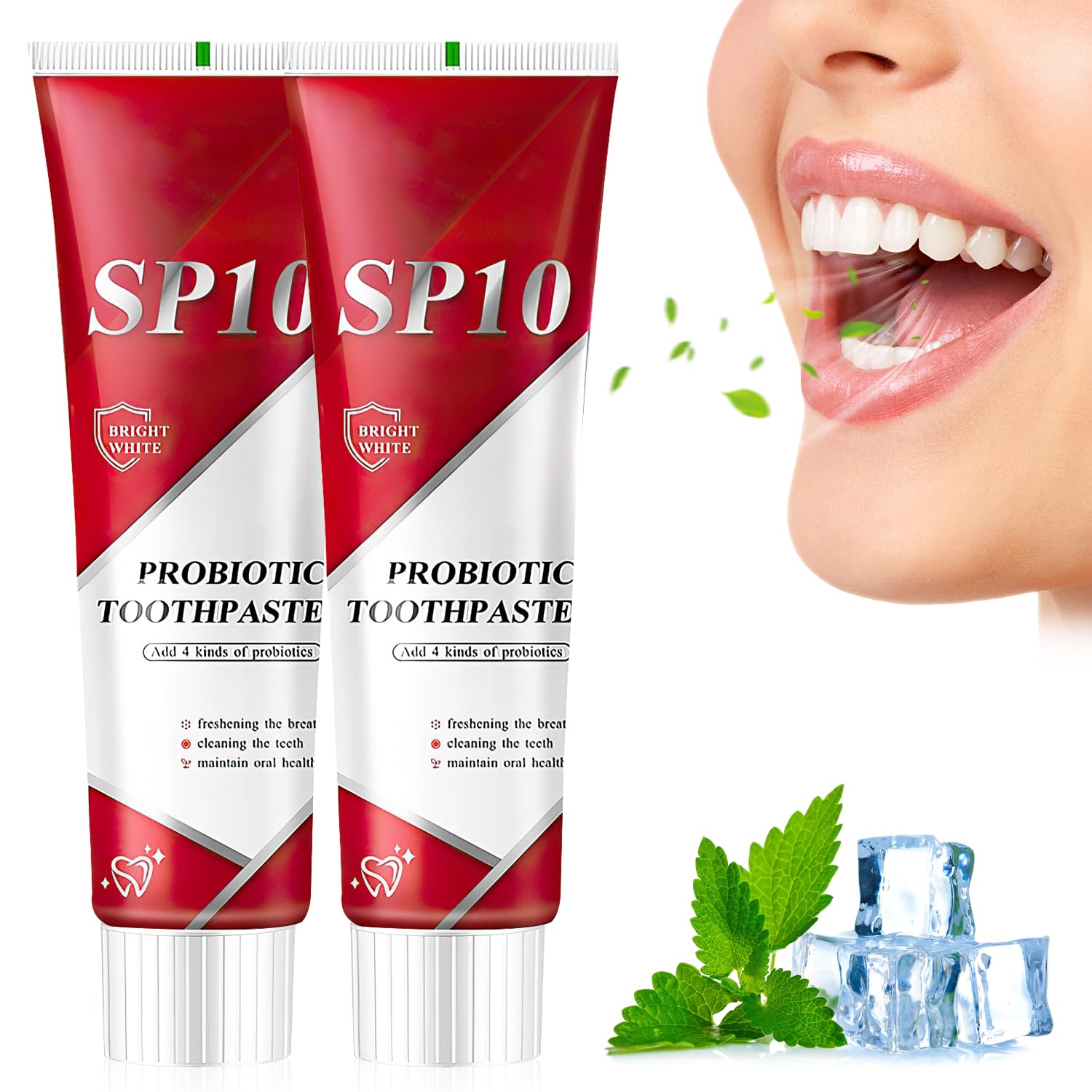 Two tubes of SP-10 Probiotic Whitening Toothpaste